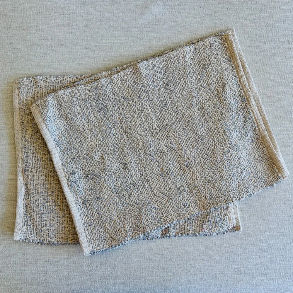West Elm Metallic Woven Placemats Set of 4 Beige Silver 14x19